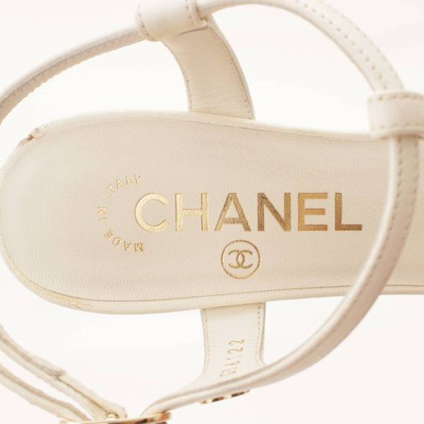 シャネル(Chanel) 20S パール×ココマーク Tストラップ サンダル G36122