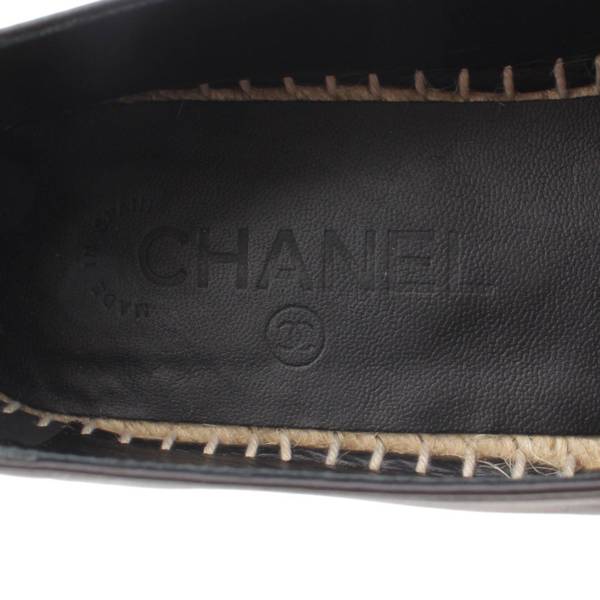 シャネル Chanel ココマーク エスパドリーユ レザー フラットシューズ G29762 ブラック 39 中古 通販 retro レトロ