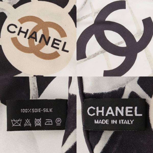 シャネル(Chanel) ココマーク マトラッセ カメリア シルクスカーフ A39577 ブラック×ホワイト 中古 通販 retro レトロ
