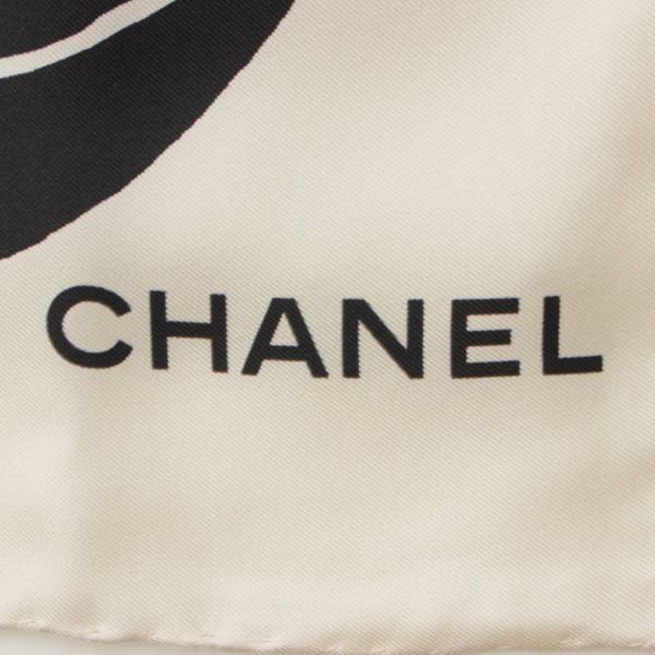 シャネル(Chanel) ココマーク カメリア シルク スカーフ ホワイト ...