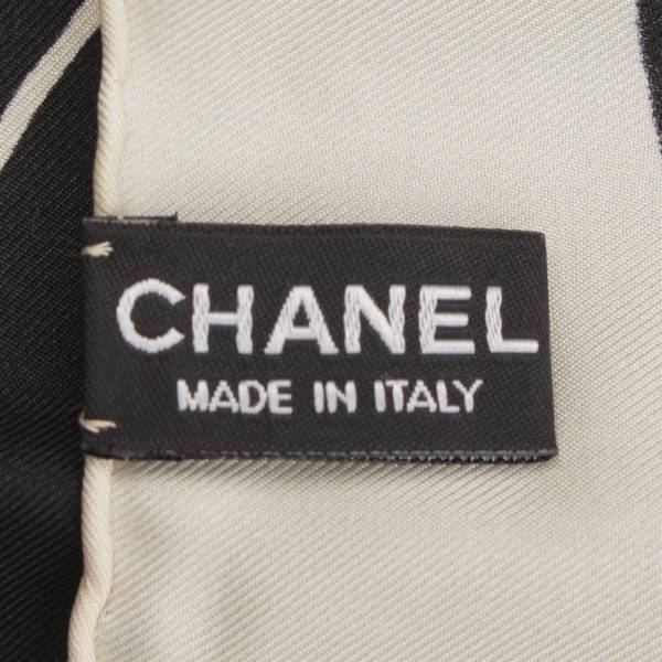 シャネル(Chanel) ココマーク カメリア シルク スカーフ ホワイト