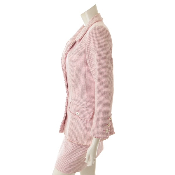 シャネル(Chanel) 97P ココボタン ツイード ジャケット スカート セットアップ ピンク 38 中古 通販 retro レトロ