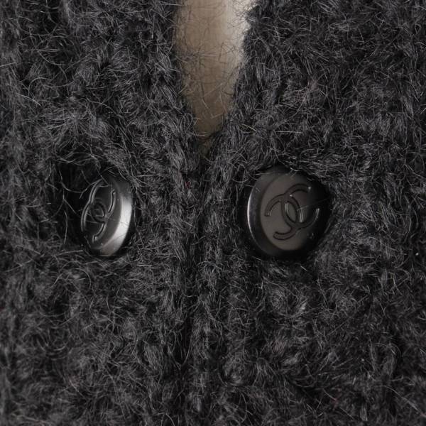 【美品vintage】CHANEL カメリアボタン ツィードスーツ 黒 34