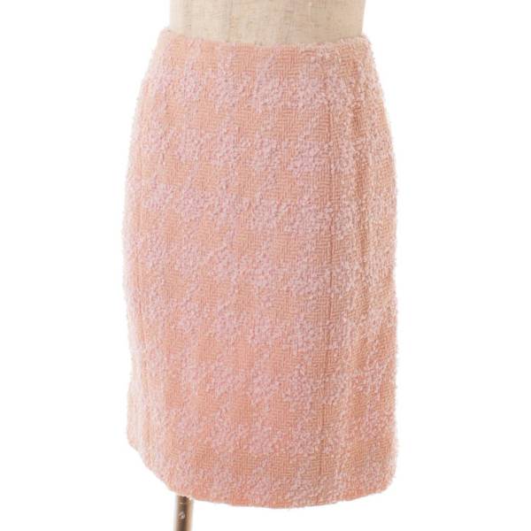 【美品】CHANEL シャネル スカート ツイード ココマーク ピンク 42ウエスト約42cm
