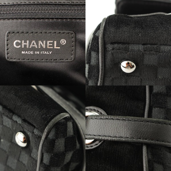 シャネル(Chanel) ベロア チェーン ショルダーバッグ 格子柄 10番台