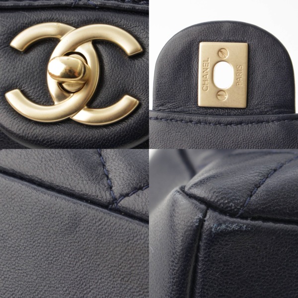 シャネル(Chanel) マトラッセ ココマーク ラムスキン Wチェーン ショルダーバッグ 21番台 ネイビー 中古 通販 retro レトロ