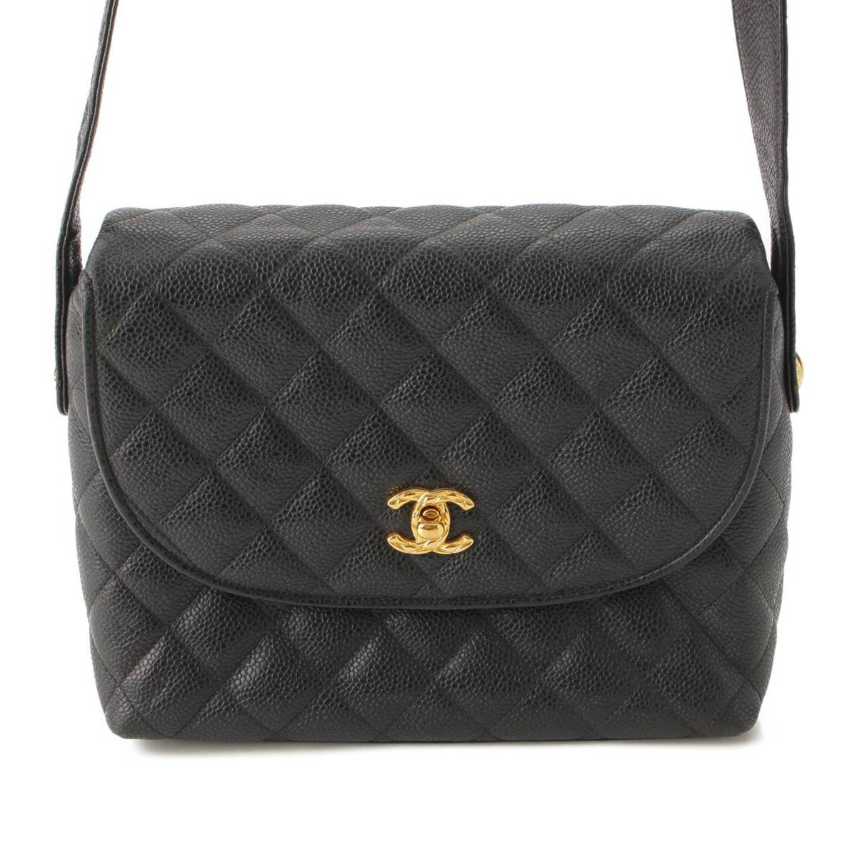 シャネル Chanel マトラッセ キャビアスキン ターンロック ショルダーバッグ ブラック 中古 通販 retro レトロ