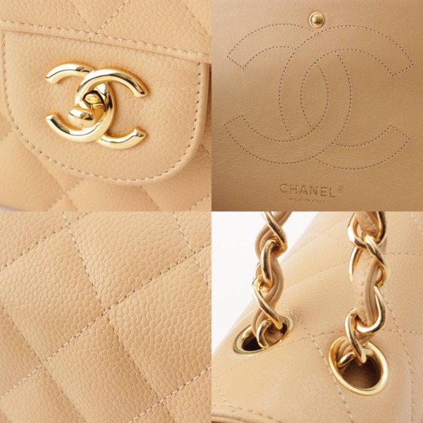 シャネル Chanel デカマトラッセ30 キャビアスキン チェーンショルダーバッグ G金具 A58600 ベージュ 中古 通販 retro レトロ