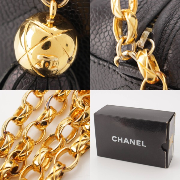 シャネル Chanel Vステッチ タッセル キャビアスキン ミニ チェーンショルダーバッグ ブラック 中古 通販 retro レトロ