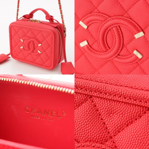 シャネル Chanel 29番台 CCフィリグリー キャビアスキン ミニ ショルダーバッグ レッド 中古 通販 retro レトロ