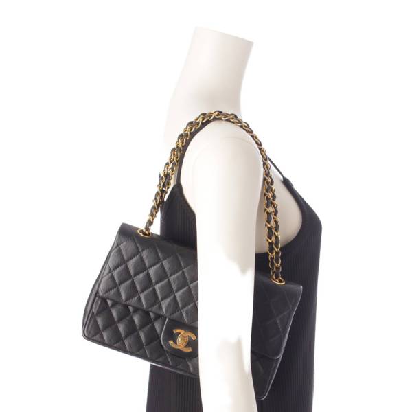 シャネル Chanel マトラッセ25 逆ココマーク ラムスキン Wフラップ チェーンショルダーバッグ ブラック 中古 通販 retro レトロ