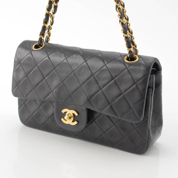 シャネル Chanel 4番台 マトラッセ23 ラムスキン ダブルフラップ チェーンショルダーバッグ ブラック 中古 通販 retro レトロ