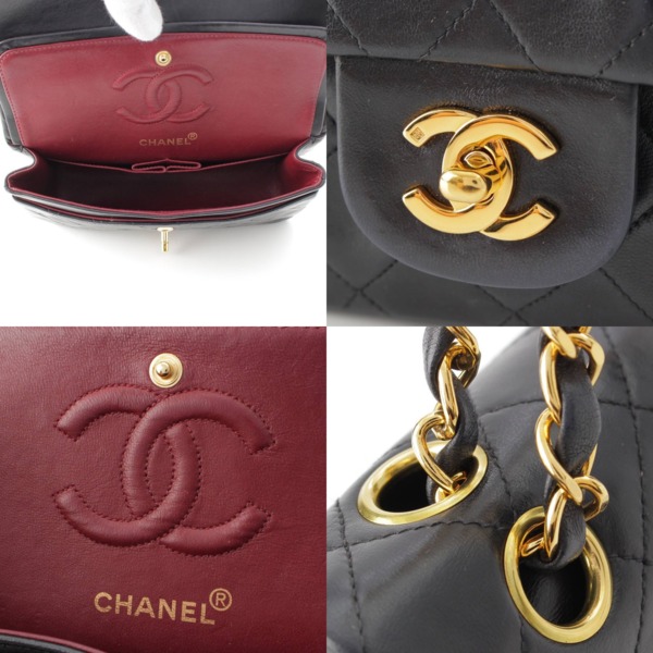 シャネル Chanel 4番台 マトラッセ23 ラムスキン ダブルフラップ チェーンショルダーバッグ ブラック 中古 通販 retro レトロ