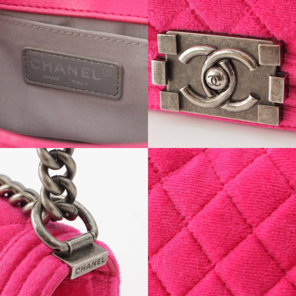 シャネル Chanel 18番台 ボーイシャネル20 ベロア ベルベット ミニ チェーンショルダーバッグ ピンク 中古 通販 retro レトロ