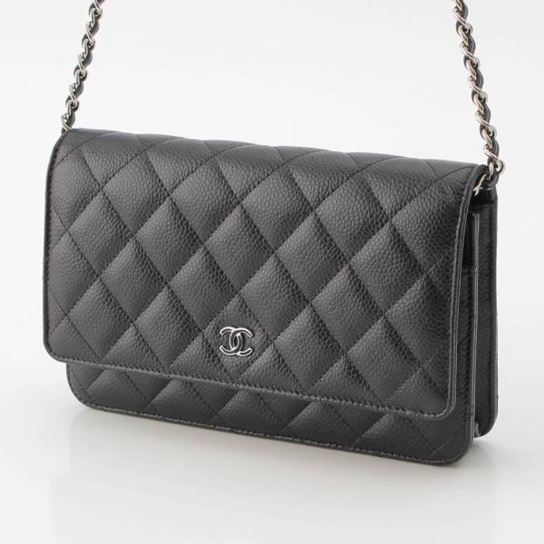 シャネル Chanel マトラッセ キャビアスキン チェーンウォレット ショルダー RFID SV金具 AP0250 ブラック 中古 通販 retro  レトロ