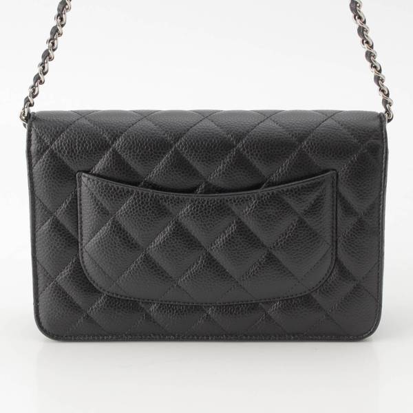 シャネル Chanel マトラッセ キャビアスキン チェーンウォレット ショルダー RFID SV金具 AP0250 ブラック 中古 通販 retro  レトロ