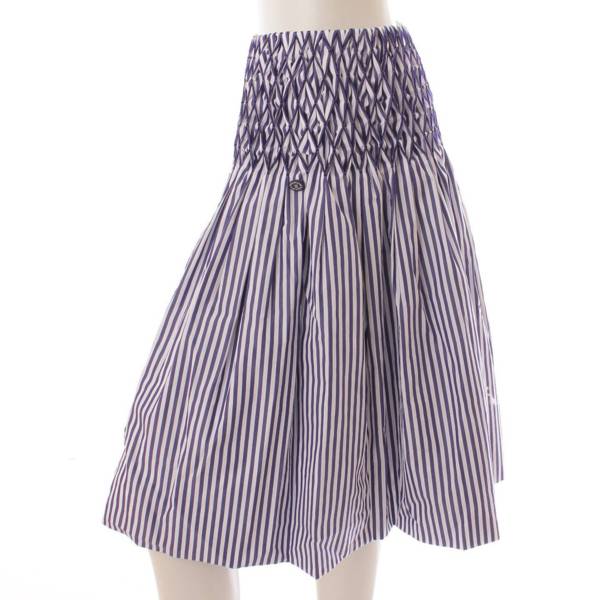シャネル(Chanel) スモッキング スカート ギャザー ストライプ P60279
