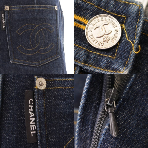 シャネル(Chanel) 96P 5ポケット ココマーク デニム 台形 ミニスカート