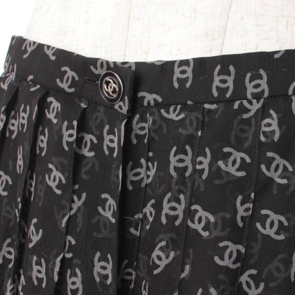 シャネル(Chanel) 20年 ココマーク シルク シフォン プリーツスカート