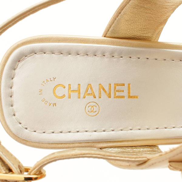 シャネル(Chanel) 17C ココマーク ストラップ サンダル スター パール ...