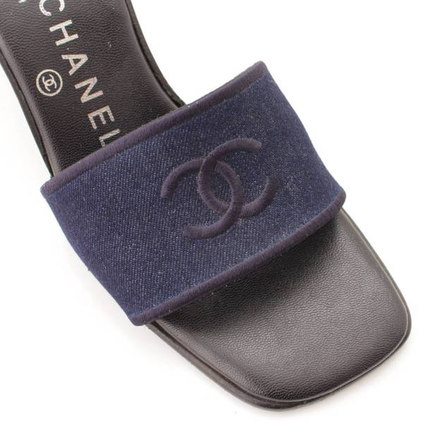 シャネル(Chanel) デニム ココマーク ミュール サンダル A14071 ダーク 