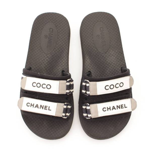 シャネル(Chanel) 19SS ロゴ フラット ベルト ストラップ サンダル ...
