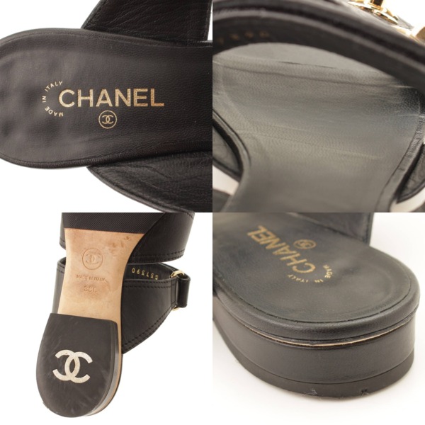 シャネル(Chanel) 21S ココマーク レザー ミュール フラットサンダル