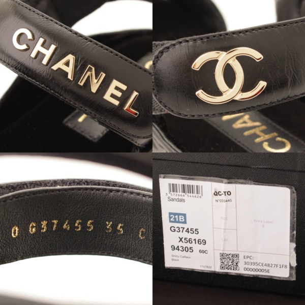 シャネル(Chanel) 21B シャイニー カーフスキン ココマーク サンダル 