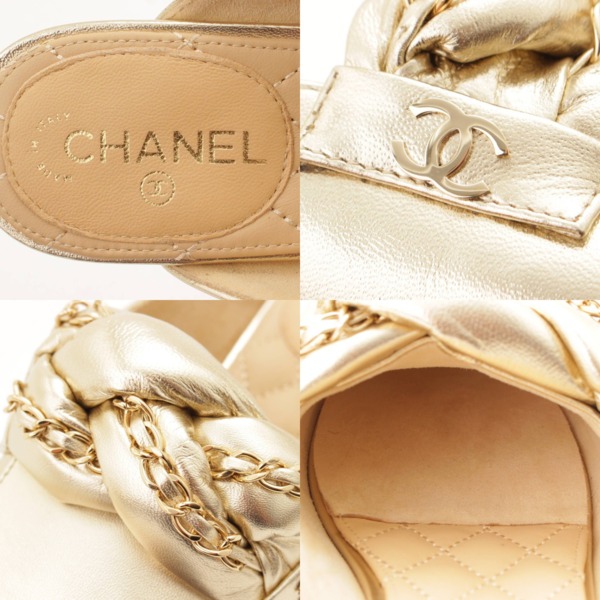 シャネル(Chanel) ココマーク レザー チェーン ミュール サンダル 