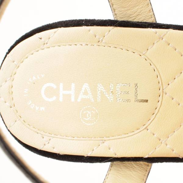 シャネル(Chanel) ココマーク カメリア パール レザー ヒール サンダル