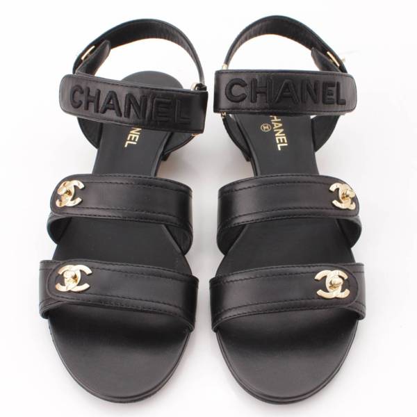 シャネル(Chanel) 21S ココマーク ターンロック ロゴ スポーツサンダル 