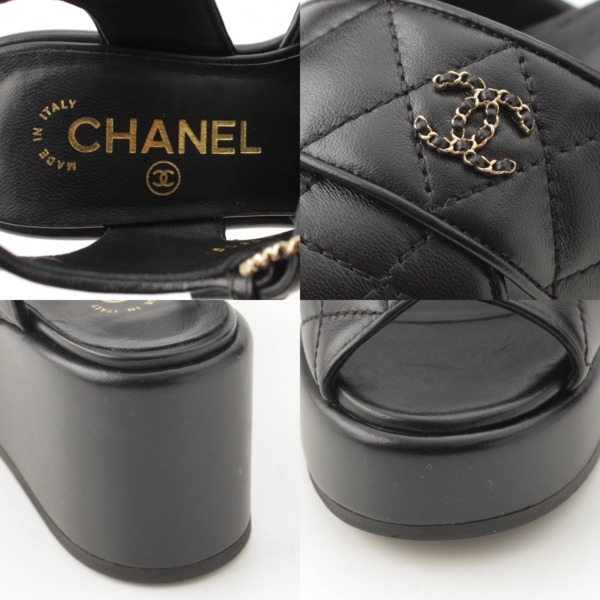 シャネル Chanel 23P ココマーク マトラッセ レザー スポーツサンダル 