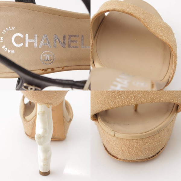 シャネル Chanel 12P 珊瑚 サンゴ ヒール ストラップサンダル G28373