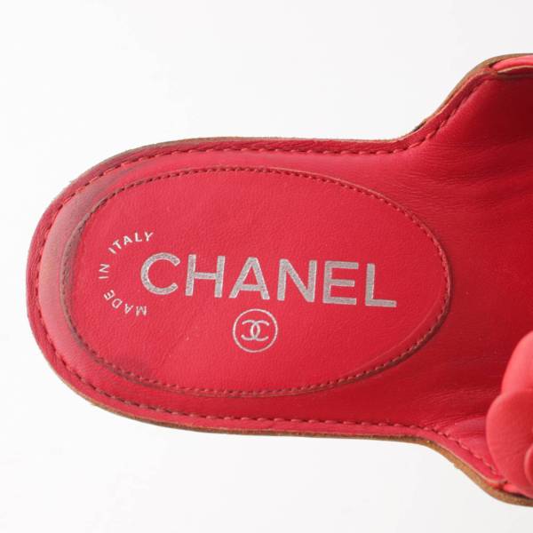 シャネル Chanel 14P ココマーク カメリア レザー フラットサンダル G29783 レッド 37 中古 通販 retro レトロ