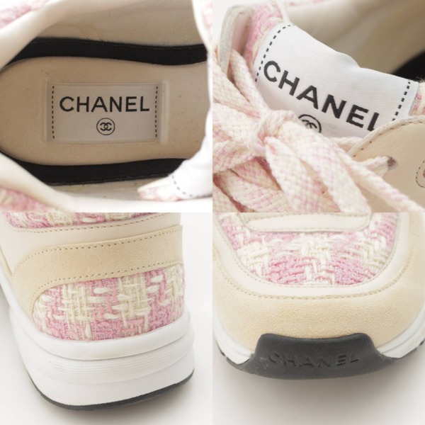 シャネル Chanel 23S ココマーク ツイード レザー ローカット 