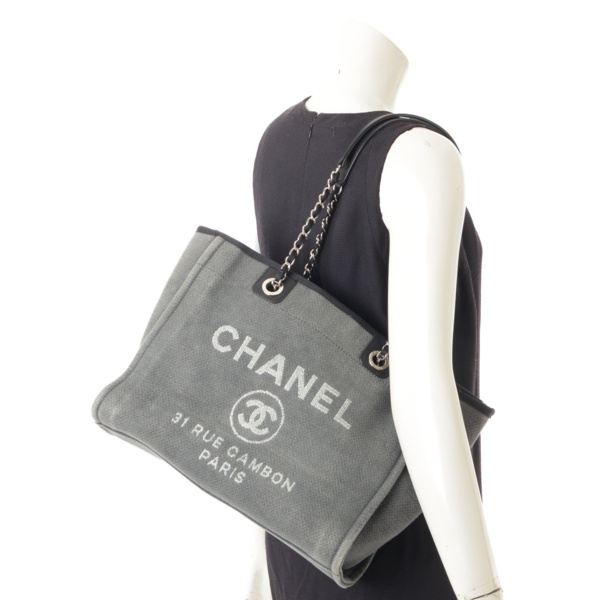 シャネル(Chanel) ドーヴィルMM キャンバス チェーン トートバッグ
