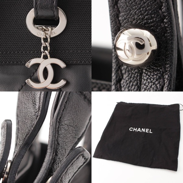 シャネル Chanel 13番台 パリビアリッツPM PVCコーティングキャンバス トートバッグ A34208 ブラック 中古 通販 retro レトロ