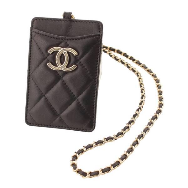 シャネル(Chanel) ココマーク マトラッセ ラムスキン チェーン カード 