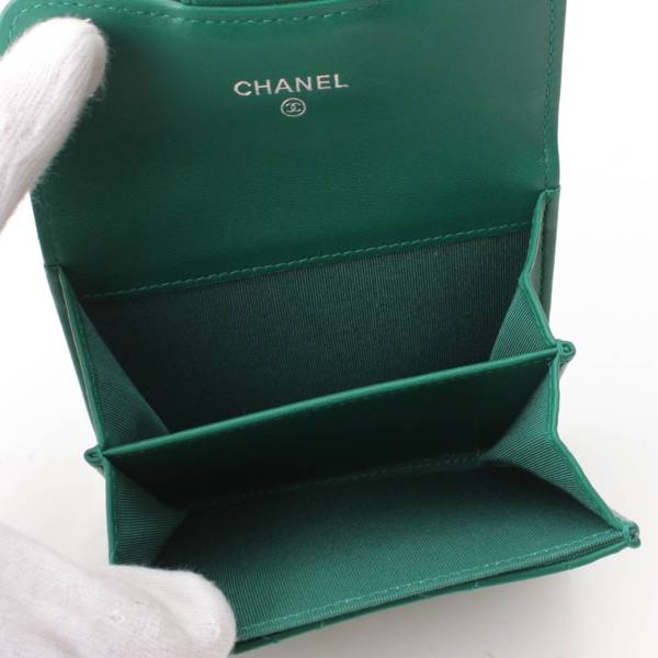 シャネル Chanel 25番台 ココマーク マトラッセ ラムスキン コイン カードケース A31504 グリーン 中古 通販 retro レトロ