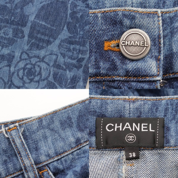 シャネル(Chanel) コットン カメリア柄 デニム ワイドパンツ P53905 