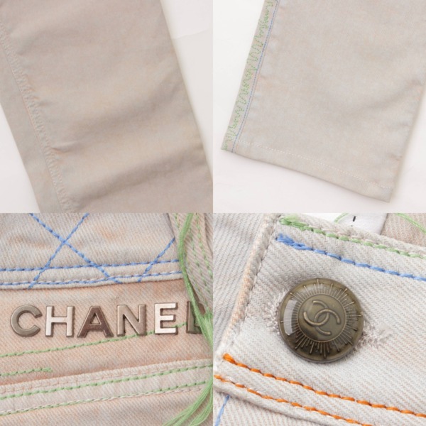 シャネル(Chanel) コットン 刺繍 デニム パンツ ストレート ジーンズ