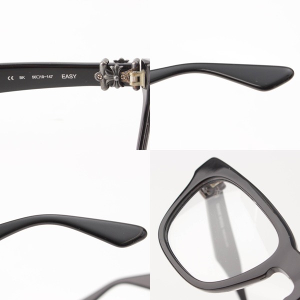 クロムハーツ Chrome Hearts EASY サイドCHプラスフレーム 黒縁メガネ 眼鏡 アイウェア ブラック 50□19-147 中古 通販  retro レトロ