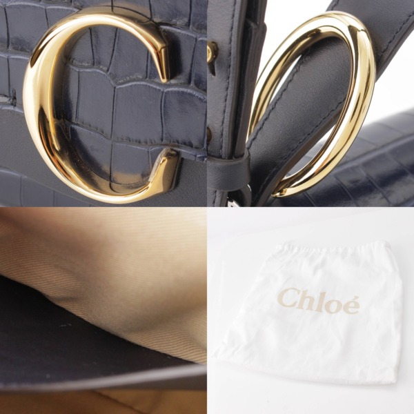 クロエ Chloe C クロコ型押し レザー 2WAYハンドバッグ ショルダーバッグ CHC19WS199 ネイビー 中古 通販 retro レトロ