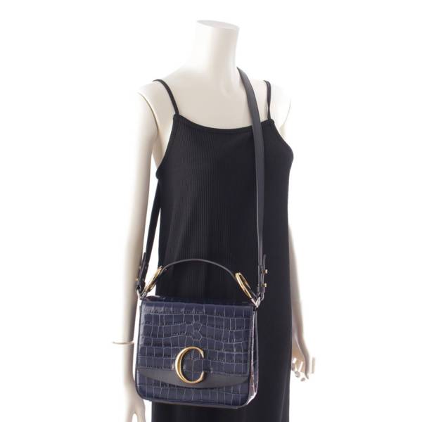 クロエ Chloe C クロコ型押し レザー 2WAYハンドバッグ ショルダー ...