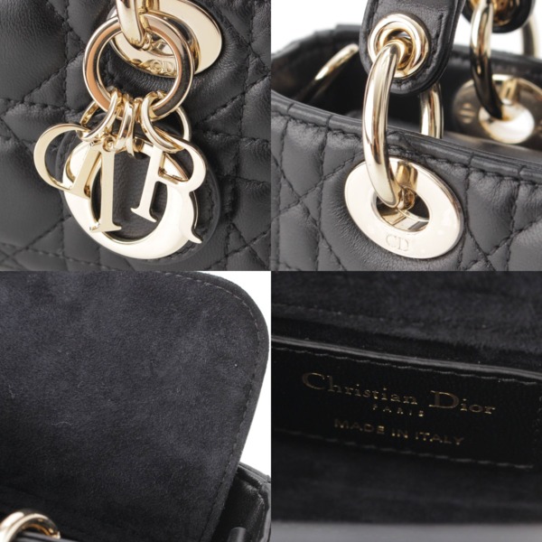 ディオール DIOR LADY D-JOY カナージュ レザー 2WAY マイクロ ハンドバッグ S0910ONGE ブラック 中古 通販 retro  レトロ