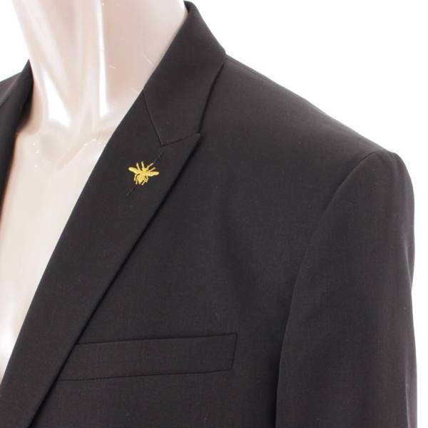 Christian Dior ピークドラペル刺繍付きジャケット ブラック-