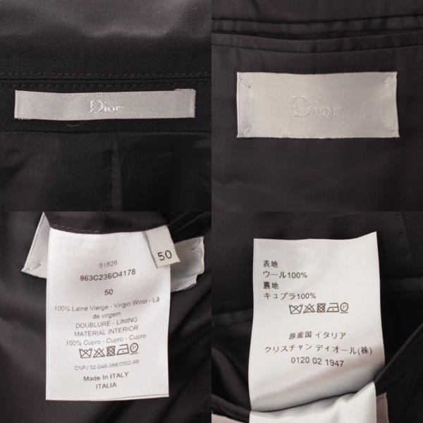 ディオール(Dior) アトリエ ピークドラペル テーラードジャケット BEE刺繍 ビー ブラック 50 中古 通販 retro レトロ