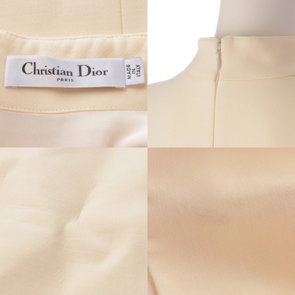 ディオール DIOR CDボタン ウール×シルク ショートドレス ワンピース 111R17A1166 ベージュ 38 中古 通販 retro レトロ