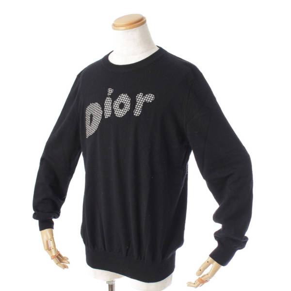 ディオール(DIOR) メンズ 19AW ロゴパッチ クルーネック ウール ニット