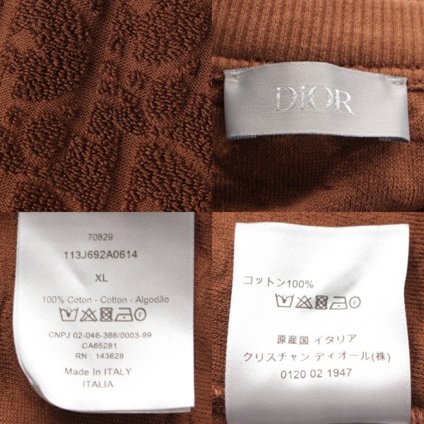 ディオール DIOR 22SS メンズ オブリーク テリー パイル ジャガード Tシャツ トップス ブラウン XL 中古 通販 retro レトロ